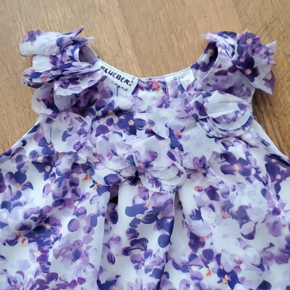 Blueberi Boulevard‎ Girls Flowy Purple Floral Sleeveless Dress Size 4